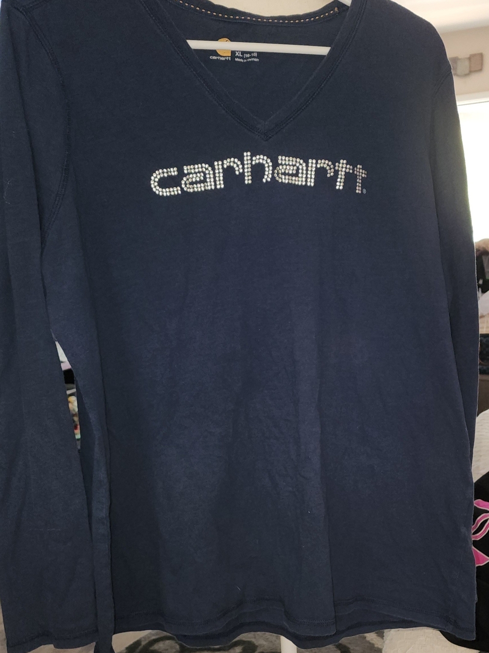 Carhartt Kids' Navy Long-Sleeve V-Neck Shirt